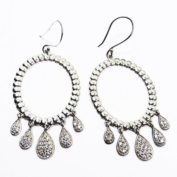 JOHN HARDY Sterling Silver Diamond Pave Teardops Dangle Earrings